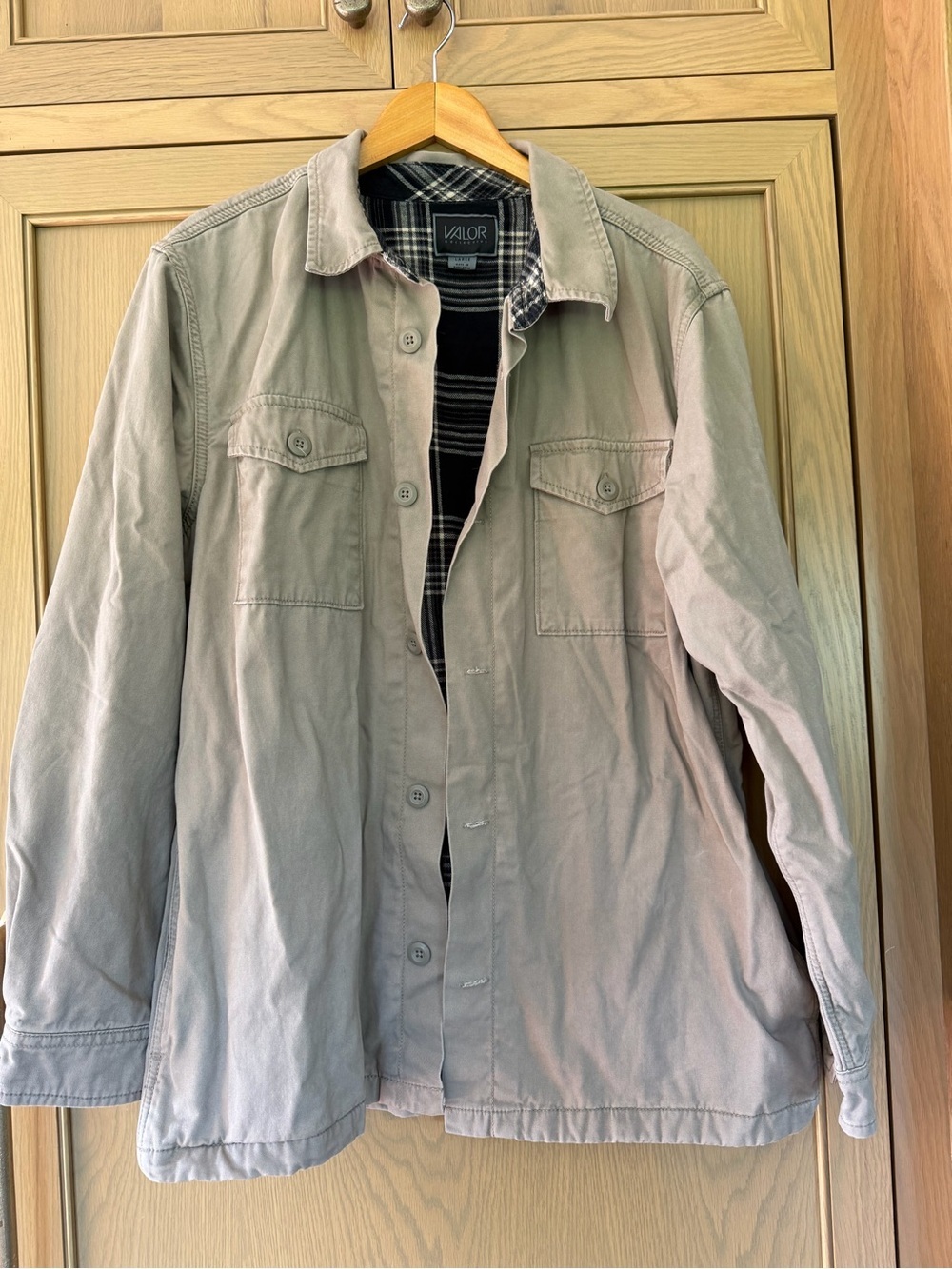 VALOR Men's Cotton Lined Shacket Button Front / large / tan